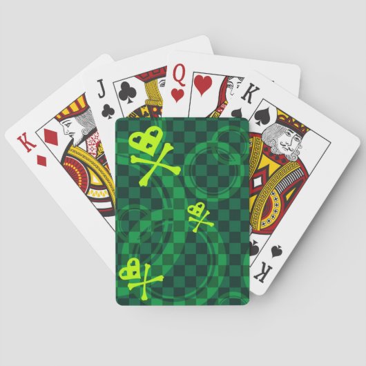 円が付いているEmo緑のパターン トランプ (裏面)