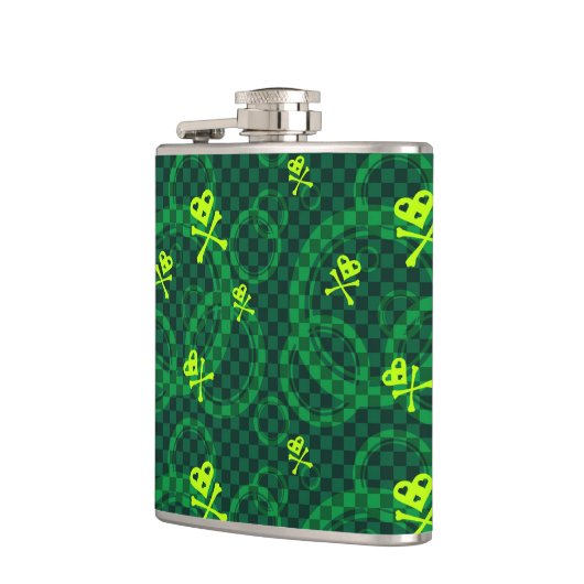 円が付いているEmo緑のパターン フラスク (左)