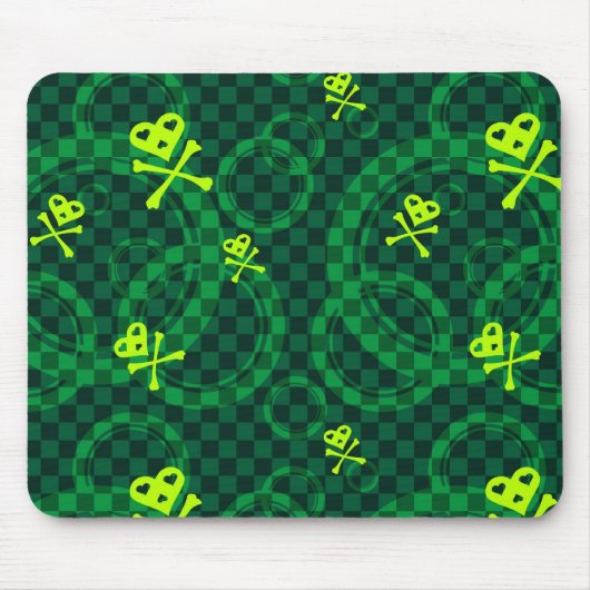 円が付いているEmo緑のパターン マウスパッド (正面)