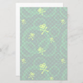 円が付いているEmo緑のパターン 便箋 (正面/裏面)