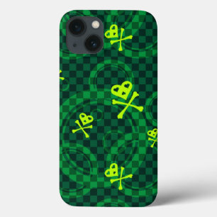 円が付いているEmo緑のパターン iPhone 13ケース