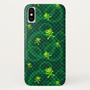 円が付いているEmo緑のパターン iPhone X ケース