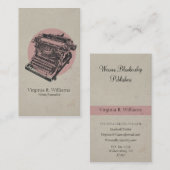 円とのヴィンテージのタイプライターのピンク 名刺 (正面/裏面)