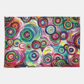 円とカラフル渦巻きオリジナル抽象芸術アート キッチンタオル (横)