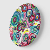 円とカラフル渦巻きオリジナル抽象芸術アート ラージ壁時計 (傾斜)