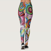 円とカラフル渦巻きオリジナル抽象芸術アート レギンス (裏面)
