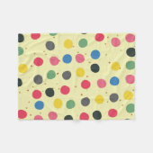 円とカラフル金ゴールドドット フリースブランケット (正面(横))