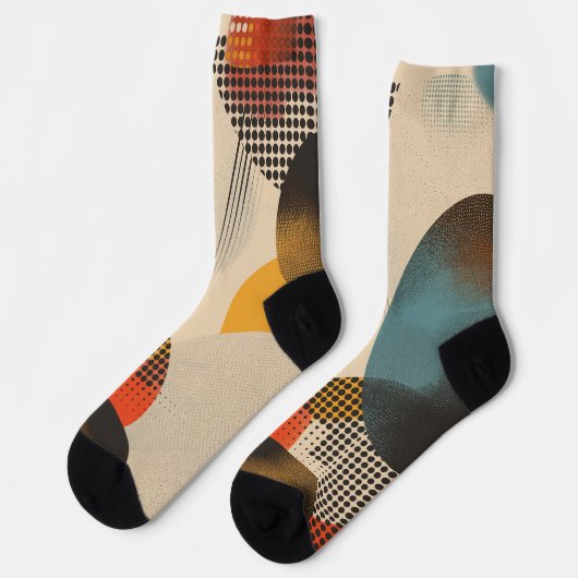 円とドットパターンの背景 ソックス (左)