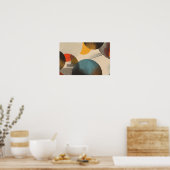 円とドットパターンの背景 ポスター (キッチン)