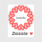円とハートとカスタマイズ可能な名前 シール (シート)