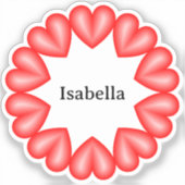 円とハートとカスタマイズ可能な名前 シール (正面)