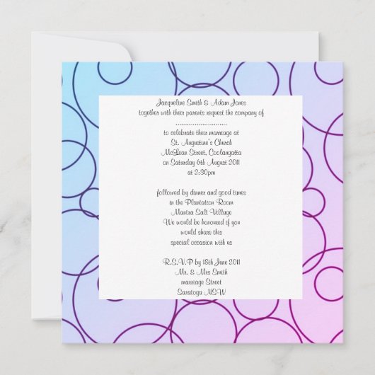 円とバブルの結婚式招待状 招待状 (正面)