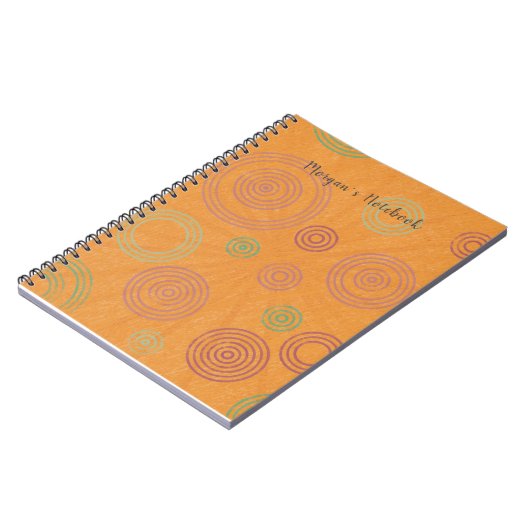 円とパーソナライズされたスターバストノートOrange ノートブック (左側)