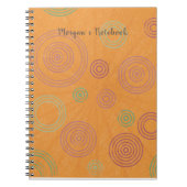 円とパーソナライズされたスターバストノートOrange ノートブック (正面)