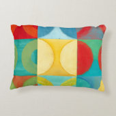 円とポップ・アートの正方形を使用した明るいアート アクセントクッション (裏面)