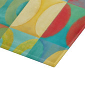 円とポップ・アートの正方形を使用した明るいアート カッティングボード (角)