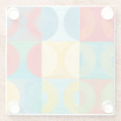 円とポップ・アートの正方形を使用した明るいアート ガラスコースター (裏面)