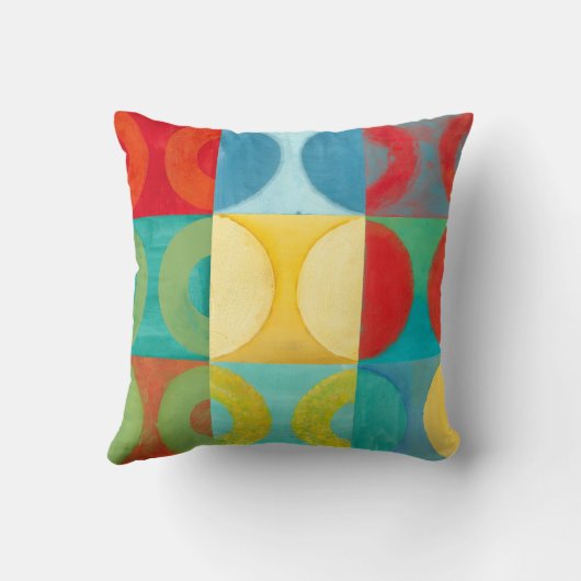 円とポップ・アートの正方形を使用した明るいアート クッション (裏面)