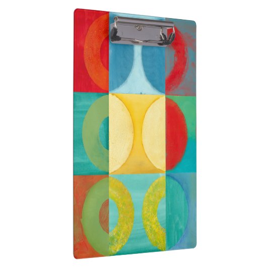 円とポップ・アートの正方形を使用した明るいアート クリップボード (右)