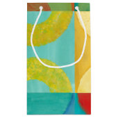 円とポップ・アートの正方形を使用した明るいアート スモールペーパーバッグ (裏面)