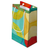 円とポップ・アートの正方形を使用した明るいアート スモールペーパーバッグ (裏面アングル)