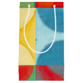 円とポップ・アートの正方形を使用した明るいアート スモールペーパーバッグ (正面)