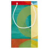 円とポップ・アートの正方形を使用した明るいアート スモールペーパーバッグ (裏面)