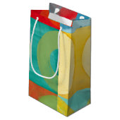 円とポップ・アートの正方形を使用した明るいアート スモールペーパーバッグ (裏面アングル)