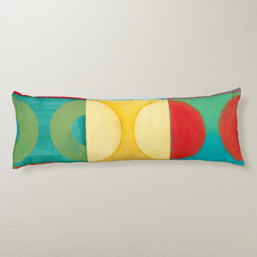 円とポップ・アートの正方形を使用した明るいアート ボディピロー (裏面)