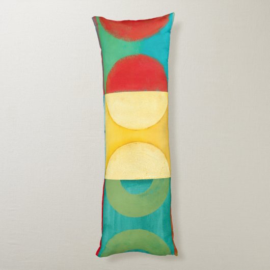 円とポップ・アートの正方形を使用した明るいアート ボディピロー (裏面 (縦))