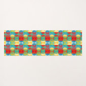 円とポップ・アートの正方形を使用した明るいアート ヨガマット (裏面(横))