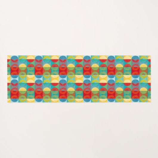 円とポップ・アートの正方形を使用した明るいアート ヨガマット