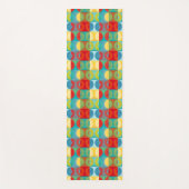 円とポップ・アートの正方形を使用した明るいアート ヨガマット (正面)