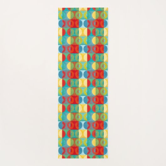 円とポップ・アートの正方形を使用した明るいアート ヨガマット (裏面)