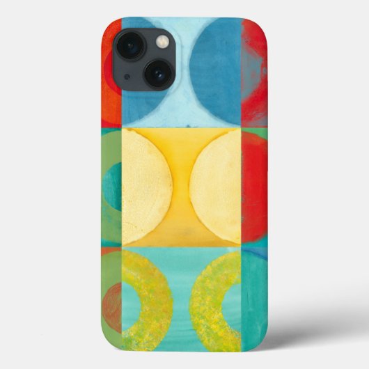 円とポップ・アートの正方形を使用した明るいアート Case-Mate iPhoneケース (裏面)