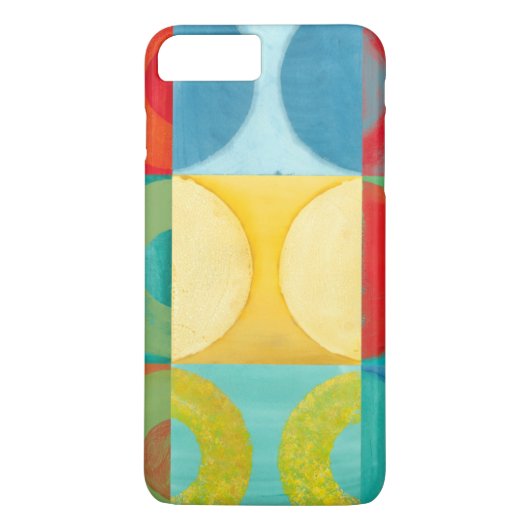 円とポップ・アートの正方形を使用した明るいアート Case-Mate iPhoneケース (裏面)