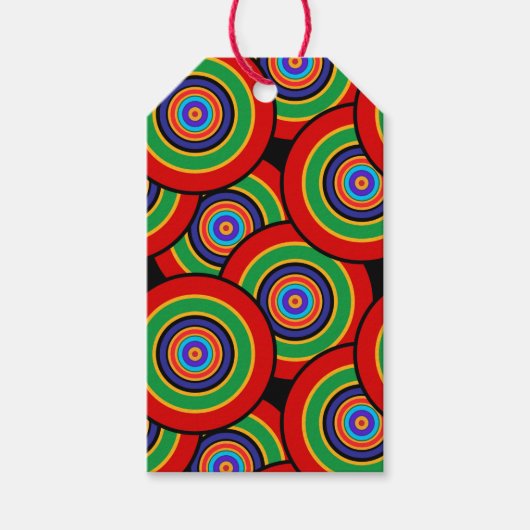円とリングのレトロ ギフトタグ (正面)