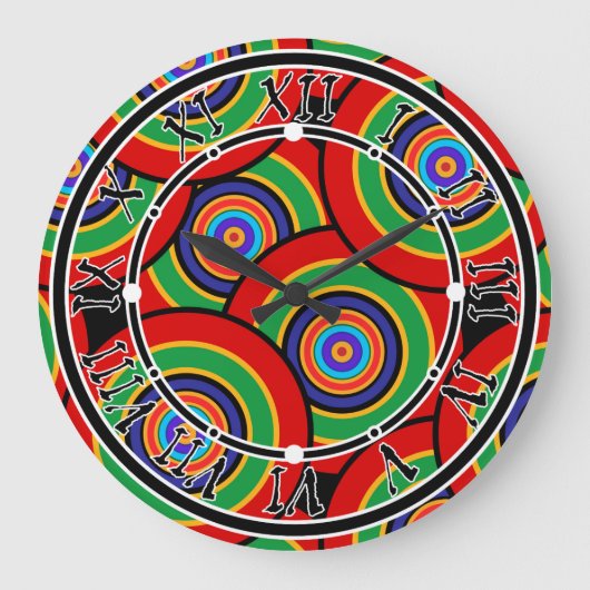 円とリングのレトロ ラージ壁時計 (正面)