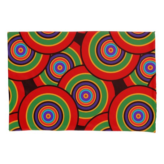 円とリングのレトロ 枕カバー (正面)