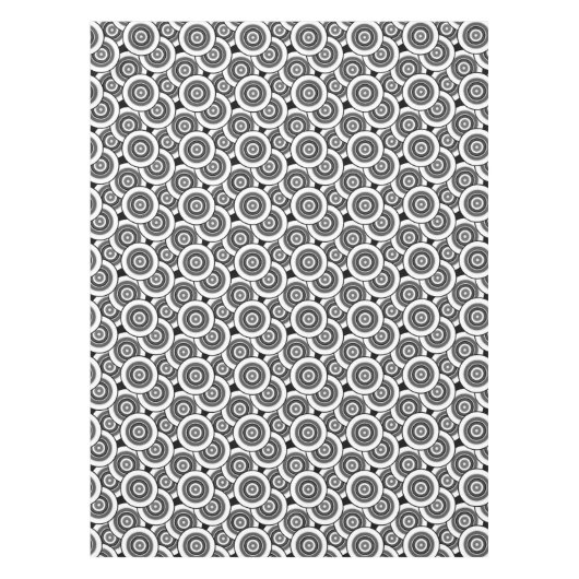 円とリングの幾何学的な白黒パターン テーブルクロス (正面)