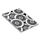 円とリングの幾何学的な白黒パターン ノートブック (右側)