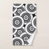 円とリングの幾何学的な白黒パターン バスタオルセット (ハンドタオル)