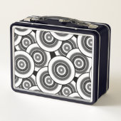 円とリングの幾何学的な白黒パターン メタルランチボックス (裏面)