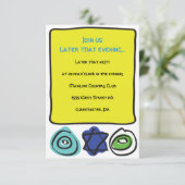 円と正方形バーバルミツワーパーティーカード 招待状 (スタンド正面)