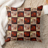 円と素朴なモザイク効果を持つ赤チェス クッション (ブランケット)