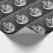 円と線のアーキテクチャの白黒の写真 ラッピングペーパー (角)