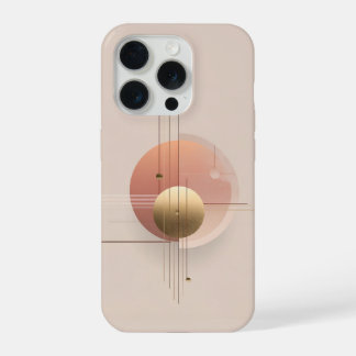 円と線のモダンアートデザイン、 iPhone 15 PROケース