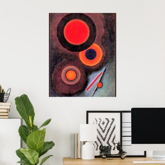 円と線を使用したコンポジションのキャンバス印刷 ポスター (ホームオフィス)