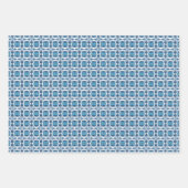 円と花のパターン – Cornflower Blue ラッピングペーパーシート (正面3)