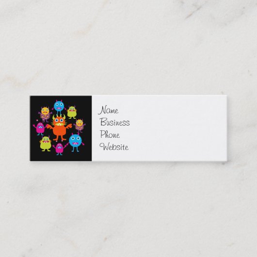円のかわいくおもしろいなモンスターのパーティーの創造物 スキニー名刺 (正面)